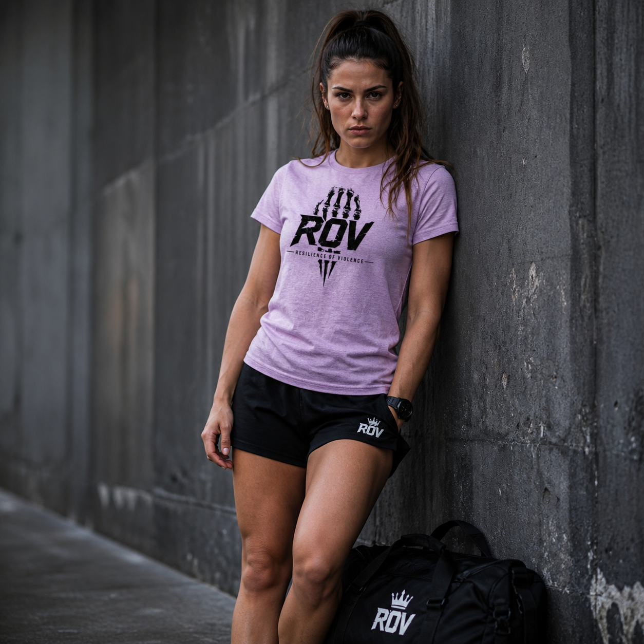Tee-shirt skull ROV rose chiné