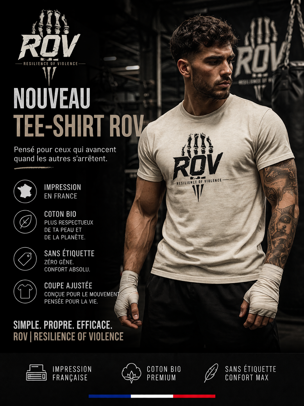 Tee-shirt skull ROV naturel