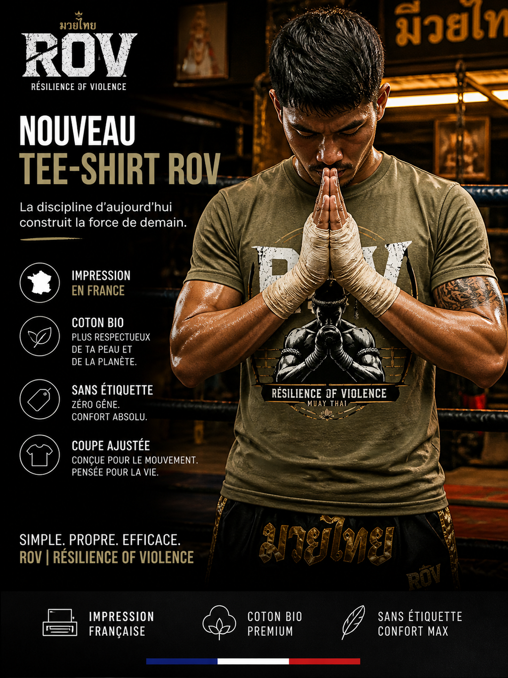Tee-shirt skull muay thaï