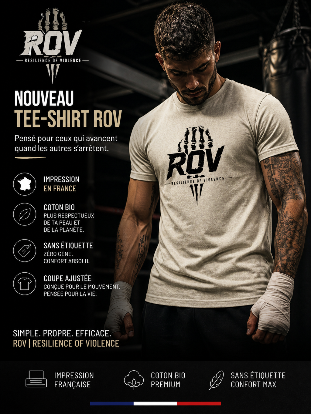Tee-shirt skull ROV naturel