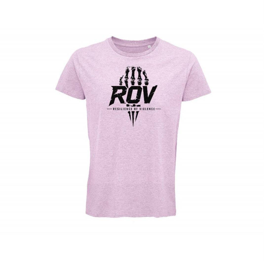 Tee-shirt skull ROV rose chiné