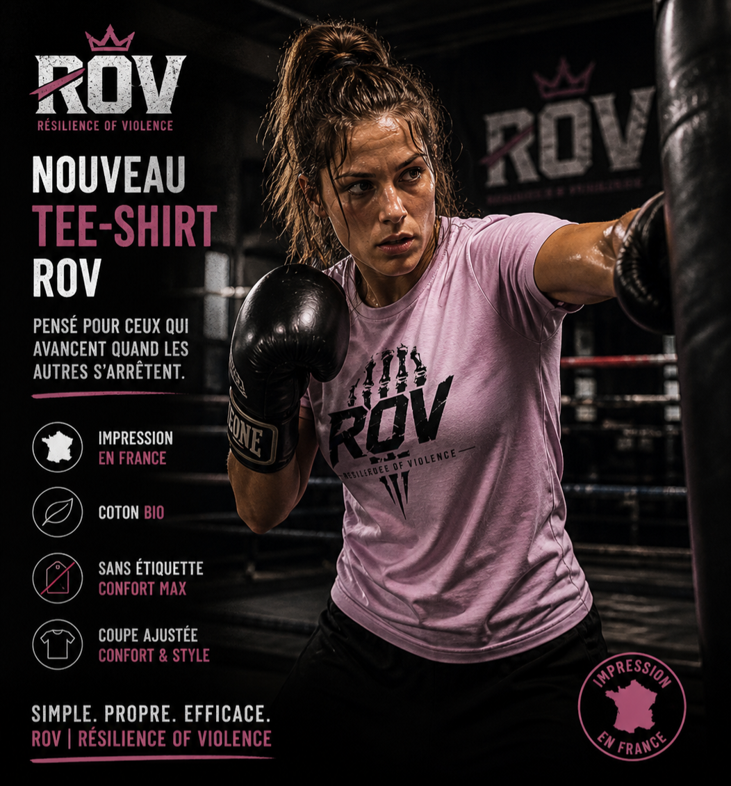 Tee-shirt skull ROV rose chiné